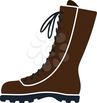 Hiking Boot Icon. Flat Color Design. Vector Illustration.