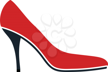 Middle Heel Shoe Icon. Flat Color Design. Vector Illustration.
