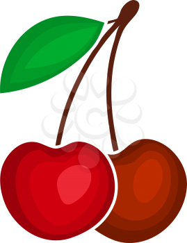 Icon Of Cherry In Ui Colors. Flat Color Design. Vector Illustration.