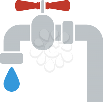 Icon Of Pipe With Valve. Outline With Color Fill Design. Vector Illustration.