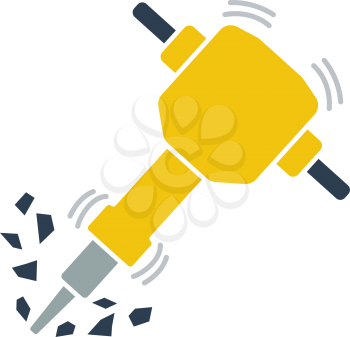 Icon Of Construction Jackhammer. Outline With Color Fill Design. Vector Illustration.