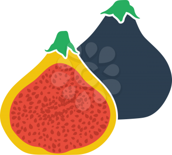 Fig Fruit Icon. Flat Color Design. Vector Illustration.