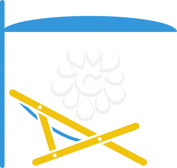 Sea Beach Recliner With Umbrella Icon. Flat Color Design. Vector Illustration.