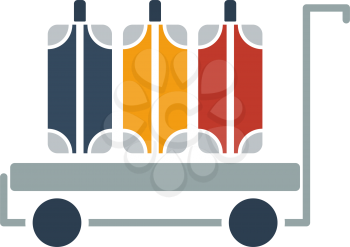 Luggage Cart Icon. Flat Color Design. Vector Illustration.