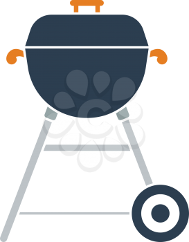 Icon Of Barbecue. Flat Color Design. Vector Illustration.