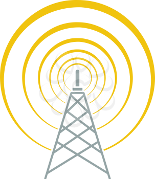 Radio Antenna Icon. Flat Color Design. Vector Illustration.