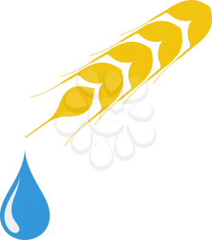 Wheat With Drop Icon. Flat Color Design. Vector Illustration.