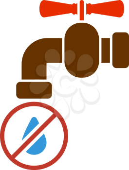 Water Faucet With Dropping Water Icon. Flat Color Design. Vector Illustration.