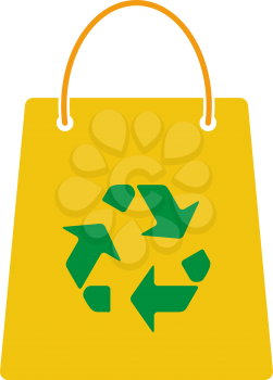 Shopping Bag With Recycle Sign Icon. Flat Color Design. Vector Illustration.