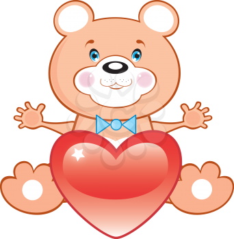 Royalty Free Clipart Image of a Bear With a Heart