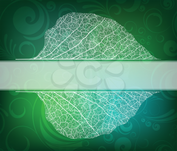 Royalty Free Clipart Image of a Leaf Banner