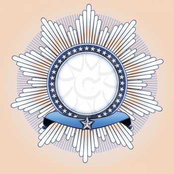 Royalty Free Clipart Image of a Star Shaped Insignia 