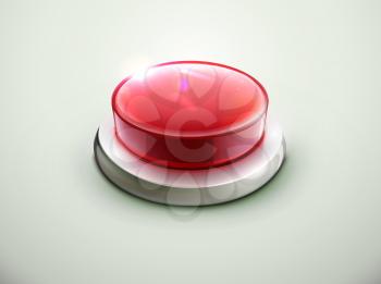 Vector illustration of shiny red emergency button