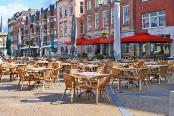 Street cafe on the square in Gorinchem. Netherlands