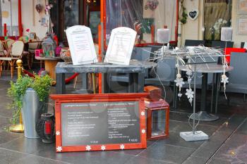 Cafe on the street in Valkenburg. Netherlands