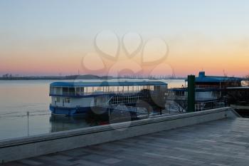 Sunset on the Danube in Galati. Romania