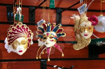 LAS VEGAS, NEVADA, USA - OCTOBER 20 : Carnival masks are sold in Venetian Hotel on October 20, 2013 in Las Vegas, The resort opened on May 3, 1999. One of the most luxurious hotels in Las Vegas 