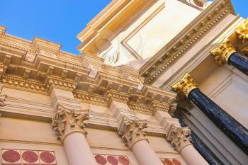 LAS VEGAS, NEVADA, USA - OCTOBER 21, 2013 : Stately columns adorn the Caesar's Palace in Las Vegas, Caesar's Palace hotel opened in 1966 and has a Roman Empire theme. 