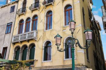 Lantern near a beautiful mansion in Venice, Italy