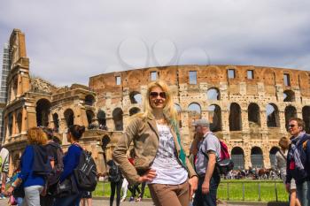 ROME, ITALY - MAY 04, 2014: People near the Colosseum in Rome, Italy
