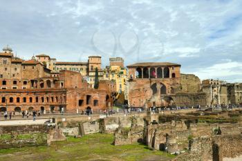 ROME, ITALY - MAY 04, 2014: Tourists visiting the sights in a historical part town  in Rome, Italy
