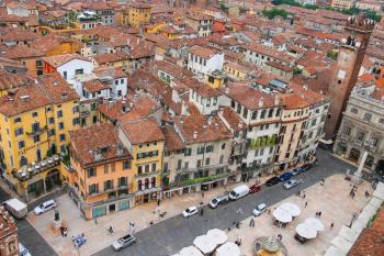 VERONA, ITALY - MAY 7, 2014: Red roofs of the city center. Verona, Italy