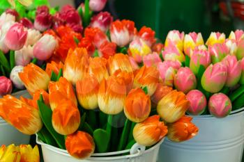 Sale of artificial souvenir Dutch tulips, Netherlands