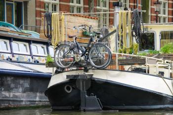 Bicycles on a ship in Amsterdam