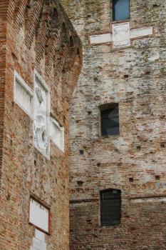 Walls of medieval Sigismondo Castle (Castello Sidzhizmondo) in Rimini, Italy.