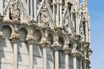 Sculpture compositions of St. John Baptistery (Battistero di San Giovanni) in Pisa, Italy