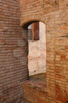 Archway in ancient fortress in Vignola, Italy