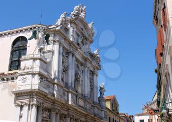 Facade of Santa Maria Zobenigo church (Chiesa di Santa Maria del Giglio) in Venice, Italy