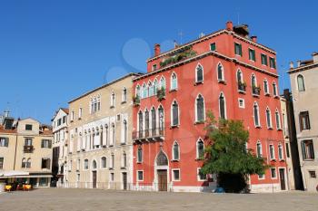 Old buildings on Sant Anzolo square in Venice, Italy
