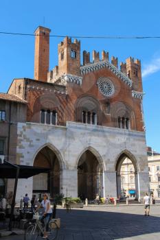 Piacenza, Italy - August 7, 2016: Palazzo Comunale, also known as il Gotico at the Piazza Cavalli