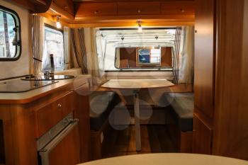 Exquisite compact interior of a camper