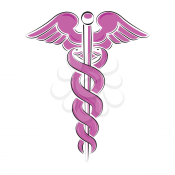 Royalty Free Clipart Image of a Caduceus Symbol on White Background