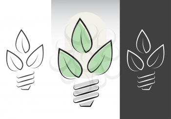 Royalty Free Clipart Image of Energy Light Bulbs Symbols