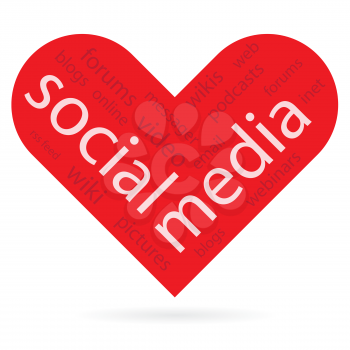 Royalty Free Clipart Image of a Social Media Heart Background
