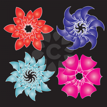 Royalty Free Clipart Image of Flowers on a Black Background