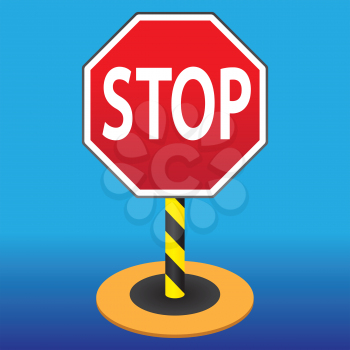 Royalty Free Clipart Image of a Road Sign Stop on Blue Background