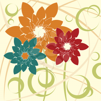 Royalty Free Clipart Image of a Flourish and Flowered Background