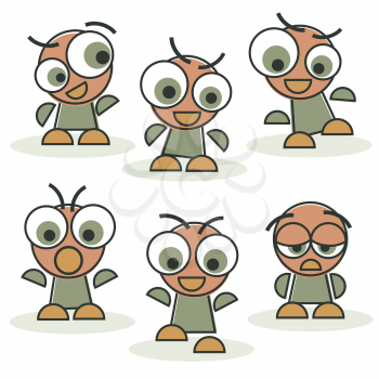 Set of funny mascot characters in good and bad moods and emotions, vector layered image.