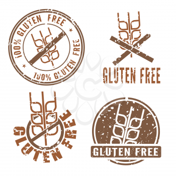 Gluten Free Stamps with cereal eye symbol vector image.