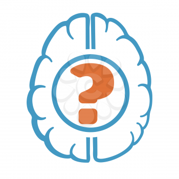 Question mark in human brain symbol vector illustration.