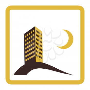 Night city skyscraper icon design vector illustration.