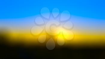 Blue yellow sunset abstract blur background.