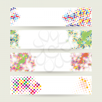 abstract color halftone web header set vector illustration