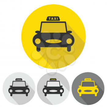taxi car flat icons set long shadow vector illustration