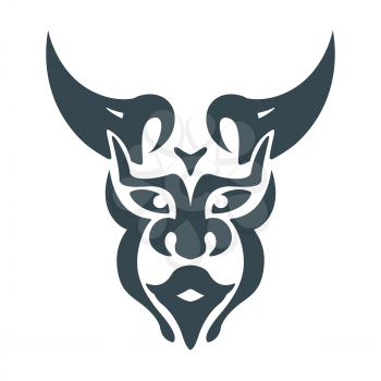 abstract bull man head viking shaman mystic symbol vector design
