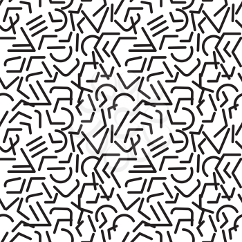 abstract black symbols on white seamless pattern vector background